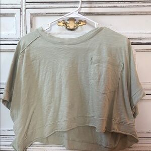 Jolie Sage Green Cropped Pocket Tee